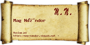 Mag Nándor névjegykártya